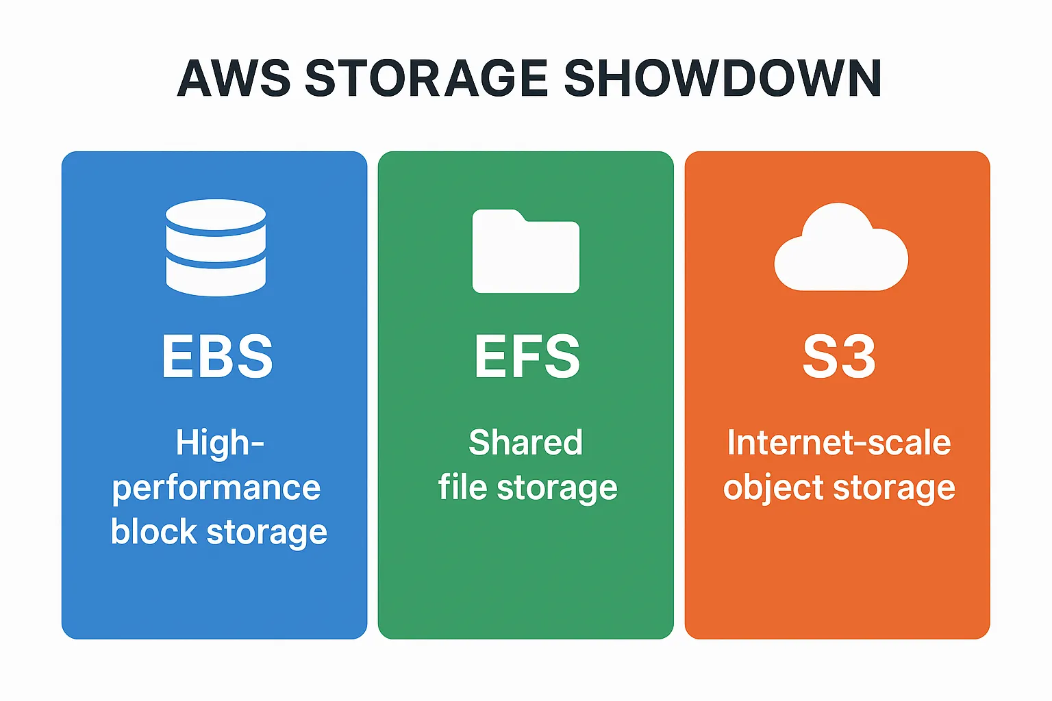 AWS Storage Showdown 2025: EBS vs EFS vs S3 – How to Choose the Right Storage Tier